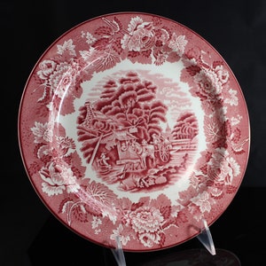 Vintage Enoch Woods Dinner 10&quot; Plate English Scenery Pink