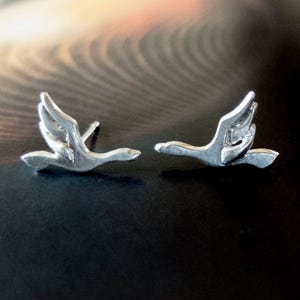 Wild Geese silver stud earrings