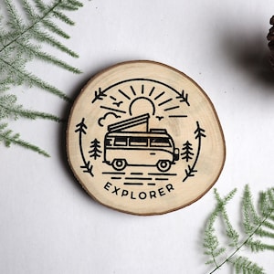 Explorer Wooden Hand Screen Printed Coaster