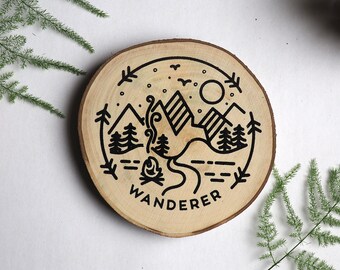 Base para copos impressa em tela manual de madeira Wanderer
