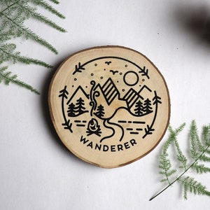 Wanderer Wooden Hand Screen Printed Coaster