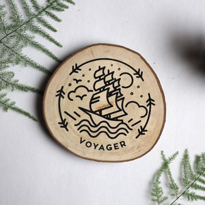 Voyager Wooden Hand Screen Printed Coaster