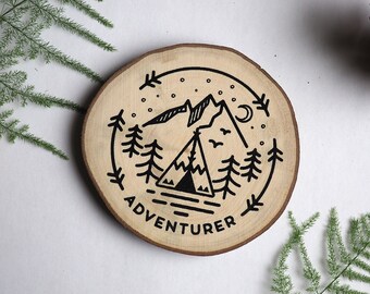 Adventurer Wooden Hand Screen Printed Coaster