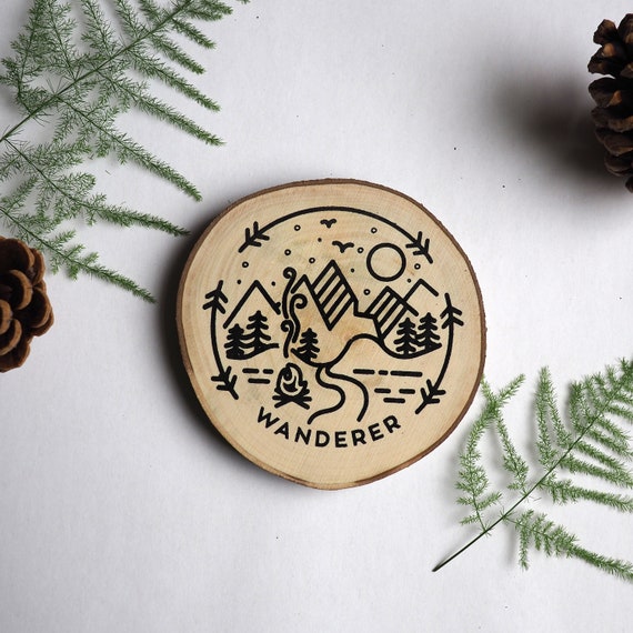 Wanderer Wooden Hand Screen Printed Coaster