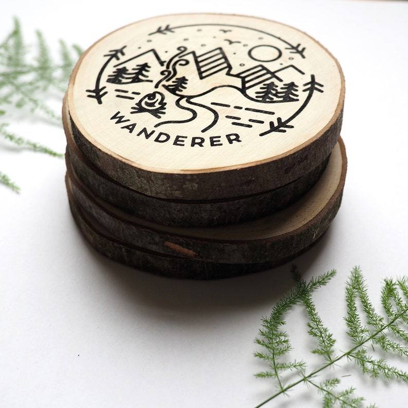 Explorer Wooden Hand Screen Printed Coaster image 3