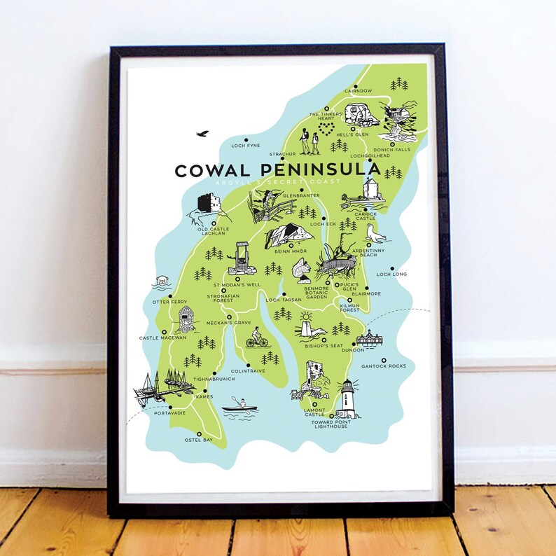 Cowal Peninsula A3 Print Map - Etsy