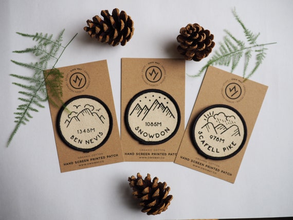 The Three Peaks Challenge - Highest Peaks - Organic Cotton Patch set of 3