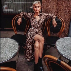 Zara Leopard Animal Print Belted Maxi Dress Etsy