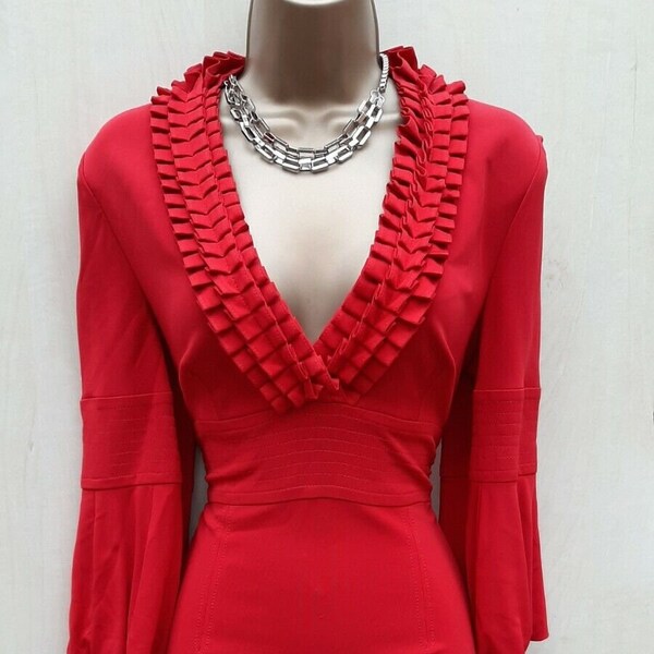 Exquisite Karen Millen Red Jersey Ruffle Dress