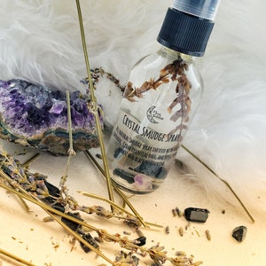 Crystal Smudge Spray - Energy Clearing Spray - Crystal Infused Spray - Sage Lavender Cedar - Smokeless Smudge - Purification Spray