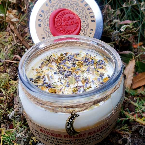 Stress Relief Candle - Aromatherapy Candle - Lavender Infused - Anxiety Candle - Reduce Stress- Relaxation Candle - Stress