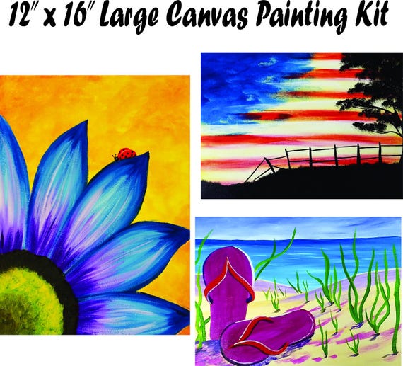 DIY Canvas Painting Kit (12"x16") - Sip & Paint - Birthday Party