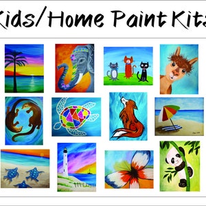 Kids/Home Paint Kit/Pick3 designs/Hand-drawn Canvas/Kids Birthday Art Party/DIY Paint/Acrylic Paint Kit