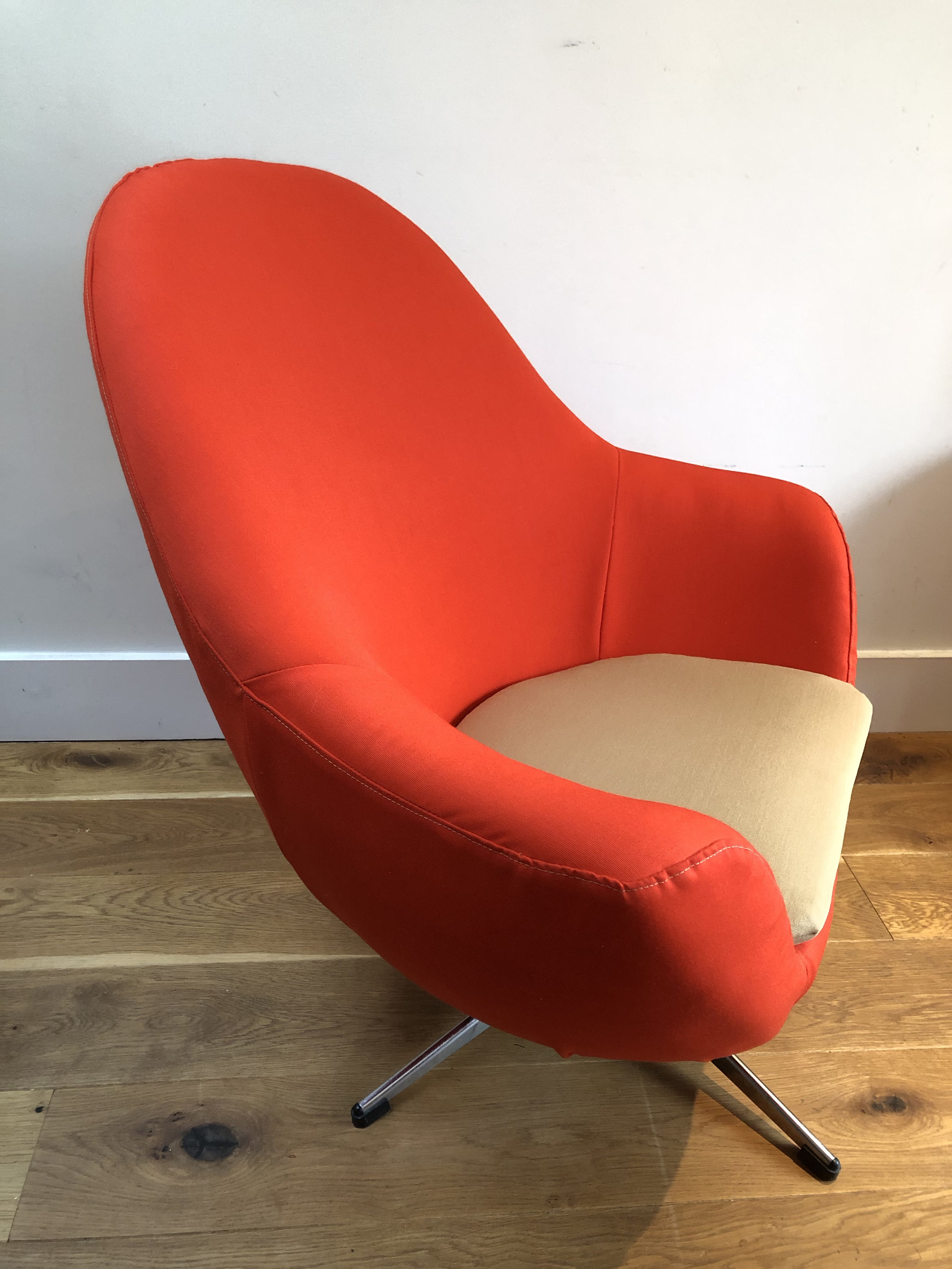 Swivel 'Egg' chair upholstered in a vibrant red Bute | Etsy