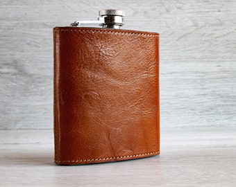 Personalized leather flask