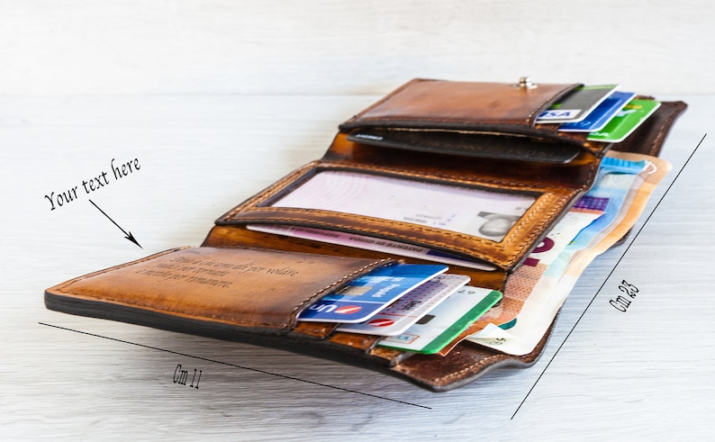 Portafoglio in pelle trifold interno personalizzato
