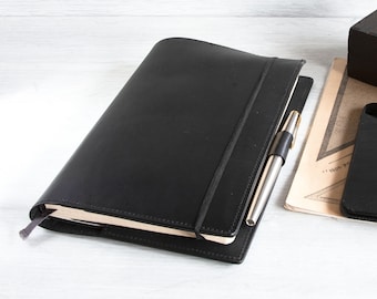 Leather Planner Cover - Custom Moleskine Notebook Case 13x21 cm | Handmade Leather Organizer | Personalised Diary Gift