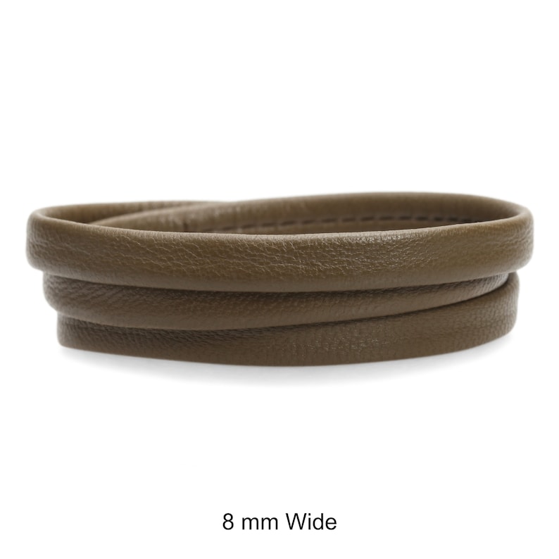 8 mm or 12 mm wide Olive 6 mm 20 cm Genuine Flat Folded Nappa Leather Cord