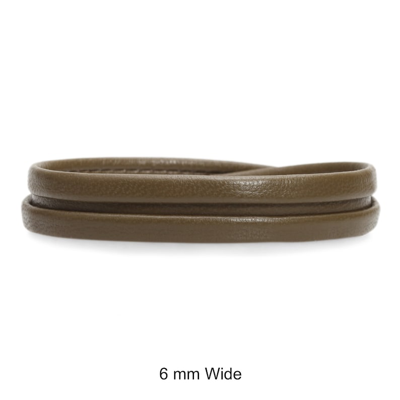 8 mm or 12 mm wide Olive 6 mm 20 cm Genuine Flat Folded Nappa Leather Cord