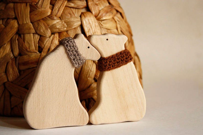 Wooden toy Brown bears in Love