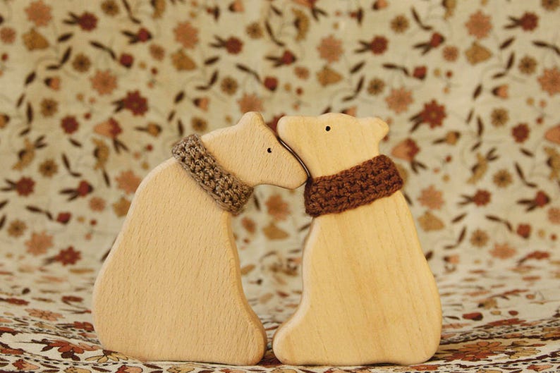 Wooden toy Brown bears in Love