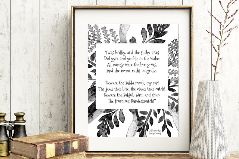 Jabberwocky Lewis Carroll Printable Instant Digital Download Etsy