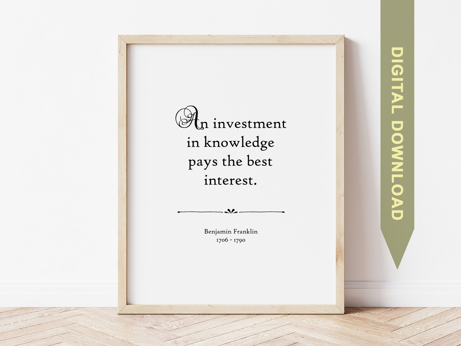 Benjamin Franklin Education Quote Instant Digital Download