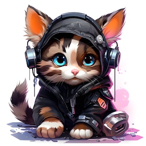 Clipart cat cyberpunk 3 Hi-res JPEG