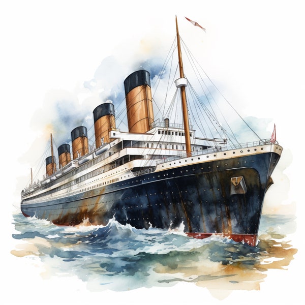 Clipart Titanic watercolor 3 JPEG