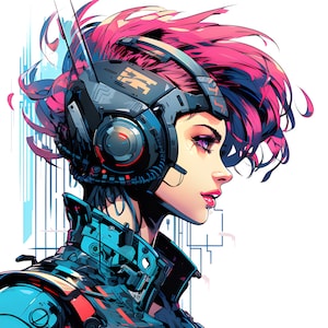 Clipart cyberpunk girl 3 Hi-res JPEG