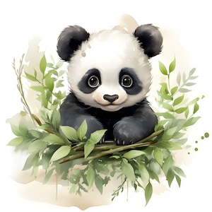 Clipart cute panda watercolor 3 Hi-res JPEG