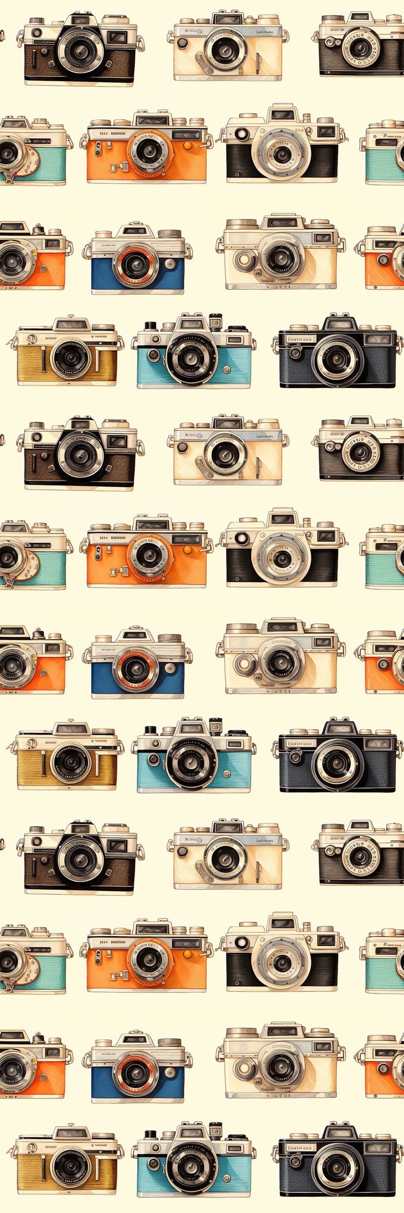 Seamless Pattern, Old, Vintage, Camera, Watercolor, Hi-res JPEG - Etsy