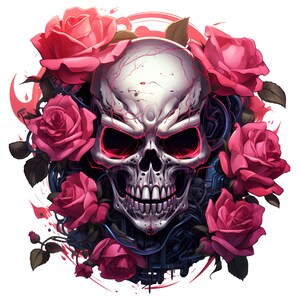Clipart skull rose art 3 Hi-res JPEG