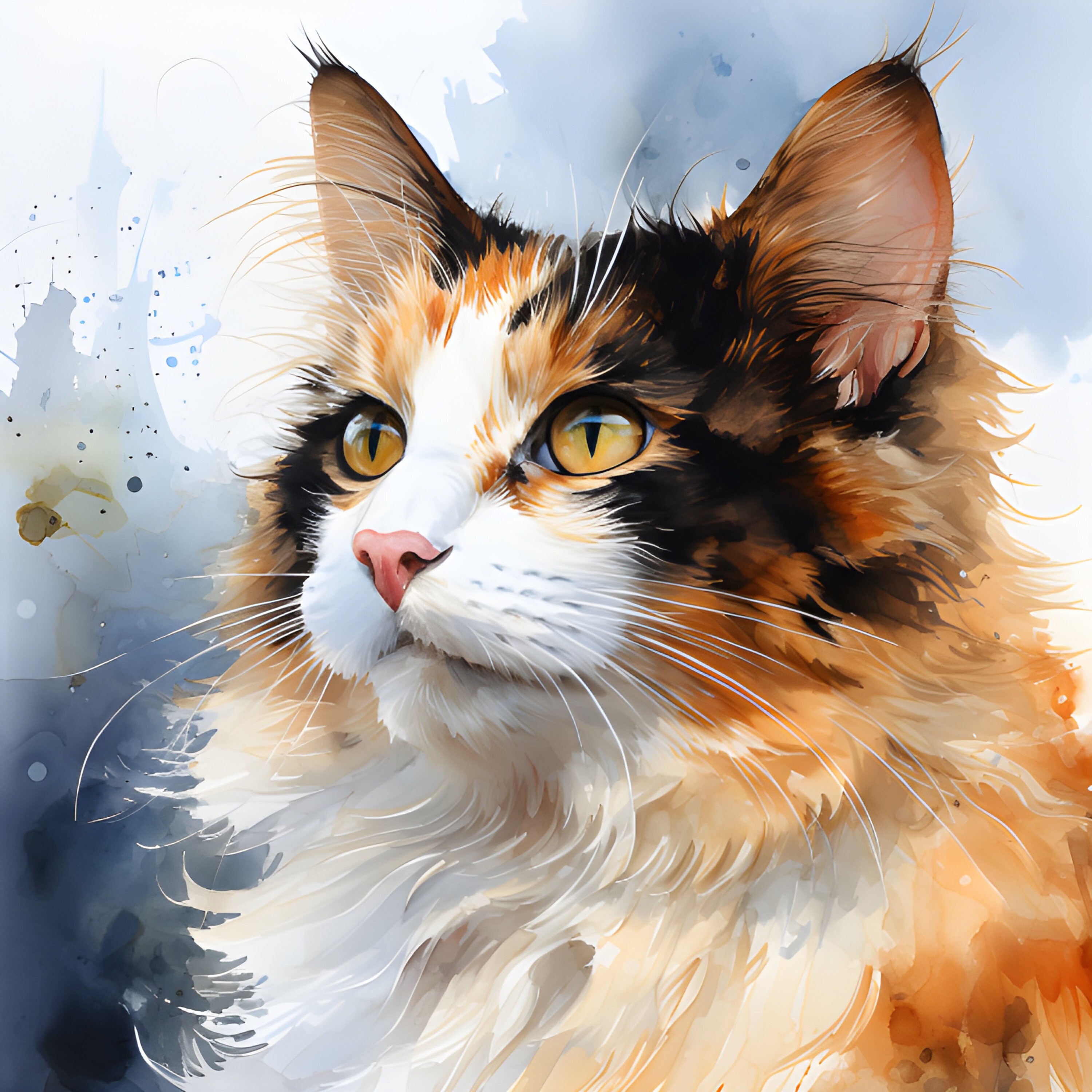 Clipart Calico Cat, Beautiful, Watercolor, 3 Hi-res JPEG - Etsy
