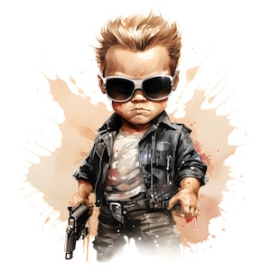 Clipart, cute Bad Boy, watercolor, 3 Hi-res JPEG