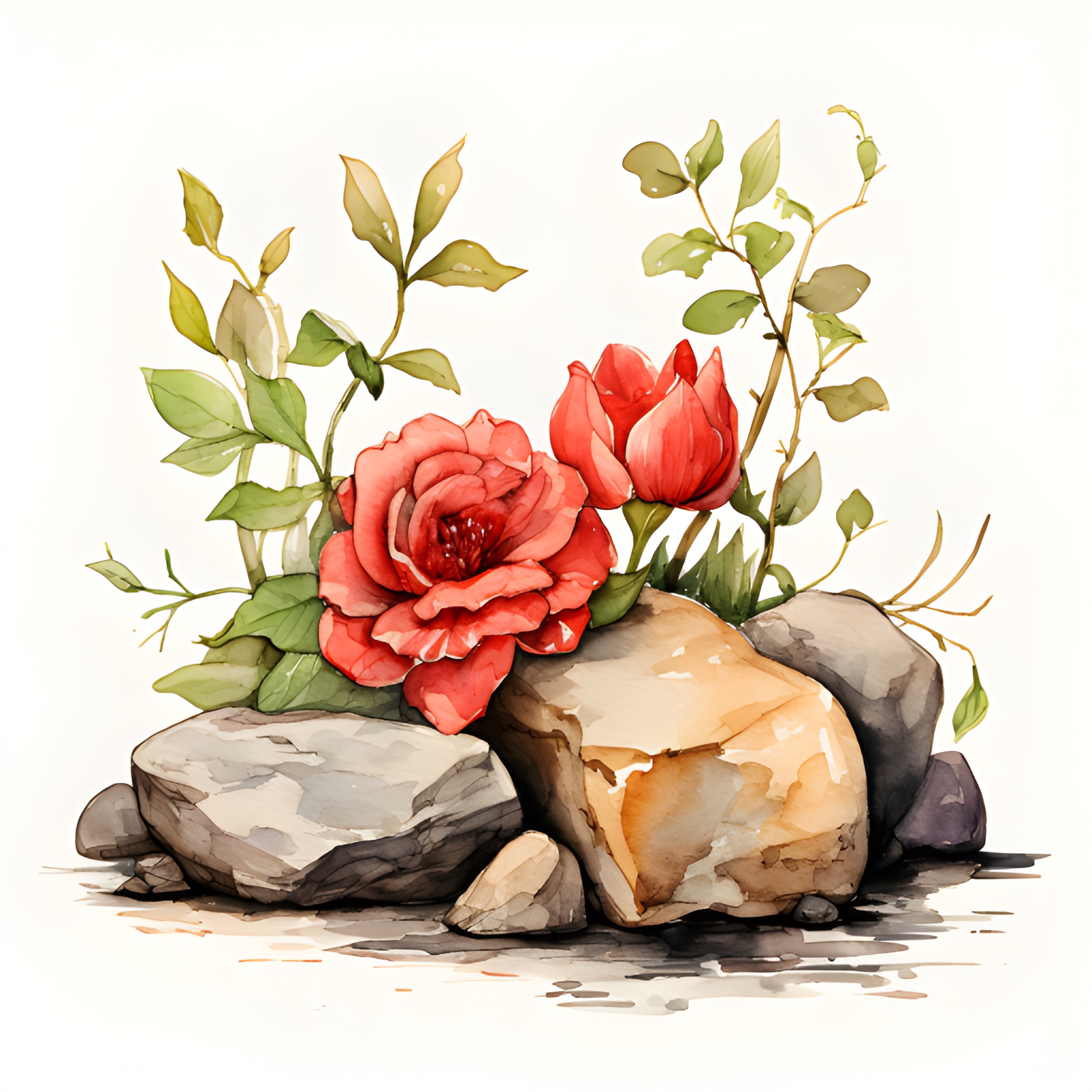 Flowers Rip Color Clipart Flowers and Stones, RIP, Watercolor, 3 Hi-res JPEG - Etsy