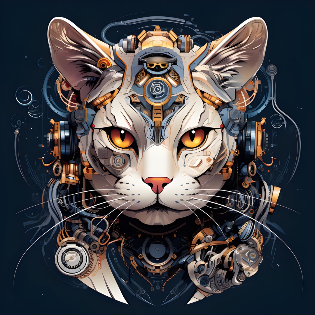 Clipart Cyberpunk Cat 3 Hi-res JPEG - Etsy