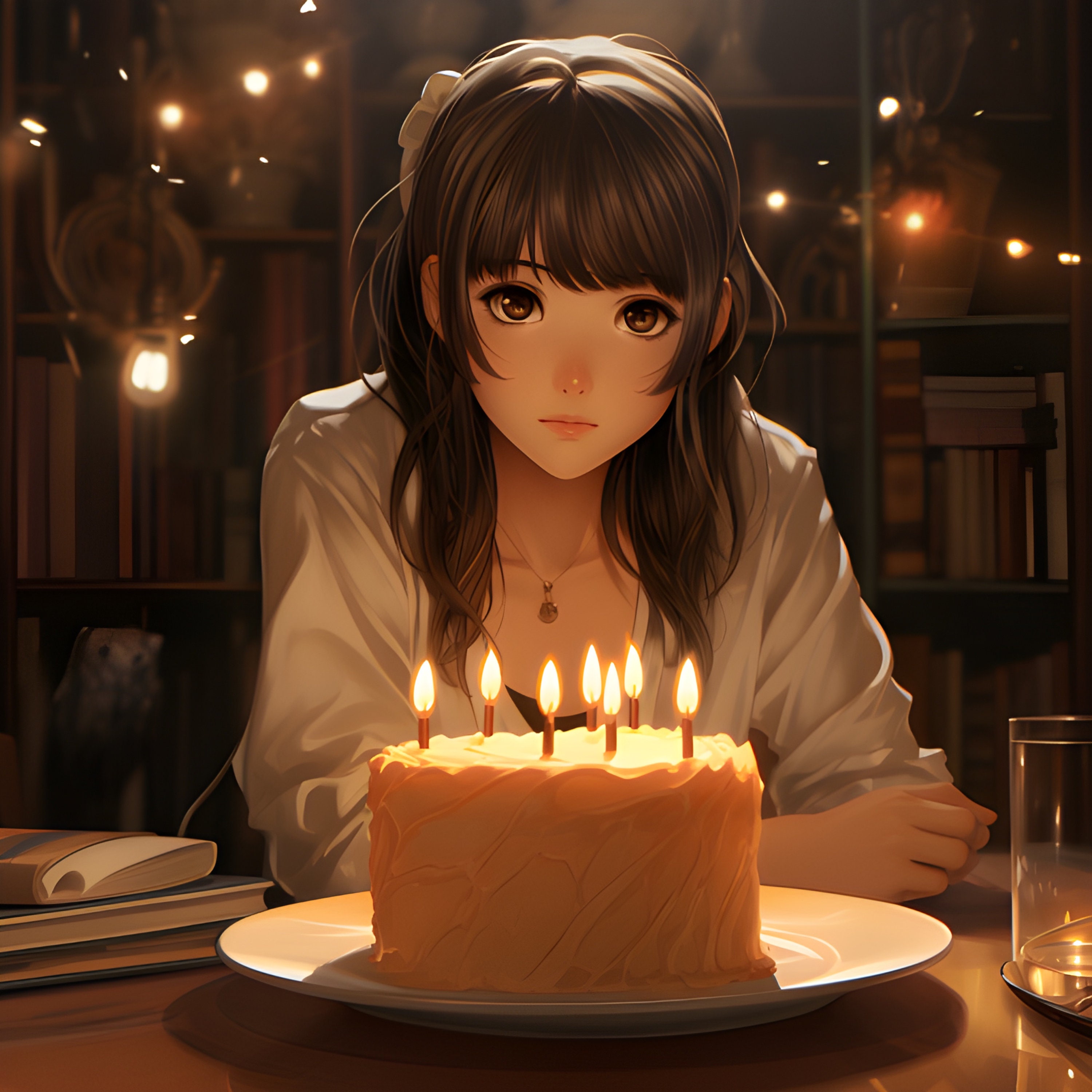 Birthday Cake, Beautiful Girl Anime, Balloons, 3 Hi-res JPEG - Etsy, image size:3000x3000