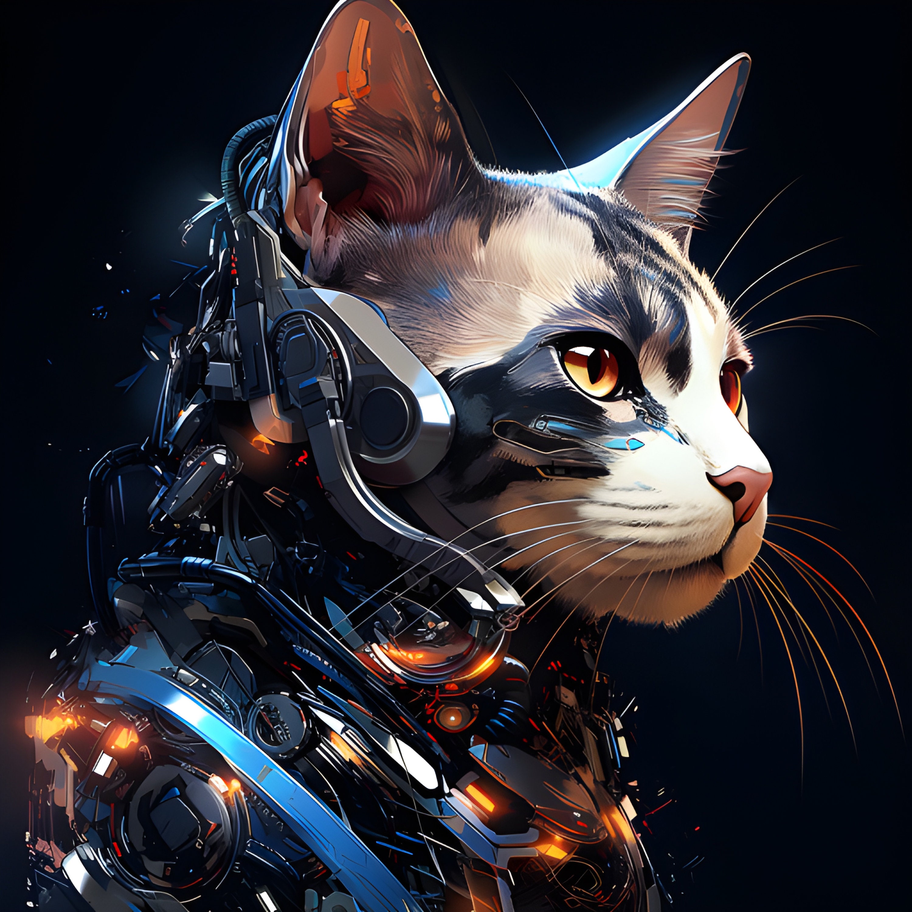 Clipart Cyberpunk Cat 3 Hi-res JPEG - Etsy