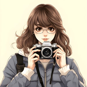 Clipart girl camera 3 Hi-res JPEG