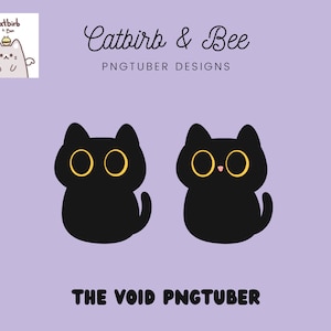 PNGTuber Black Cat The Void アバター すぐに使用可能 ダウンロード Veadotube OBS Streamlabs | Cute | Twitch | Vtuber | YouTube | ストリーミング
