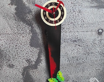 Oryginalny zegar ścienny "Efekt motyla" | Zegar metalowy | Rustykalny zegar ścienny | Edycja limitowana | Kolekcja zegarów retro "B.B.est"