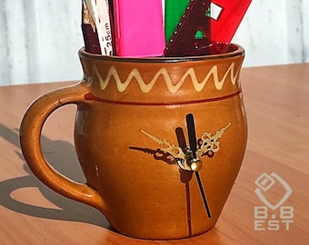 Miniaturowy zegar vintage z radzieckiego glinianego kubka | Edycja limitowana | Antyki lata 70. | Dekoracja vintage | Kolekcja zegarów retro "B.B.est"