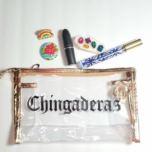 Bolsa de vinilo con cremallera de Chingaderas, bolsa de viaje latina, bolsa de maquillaje y cosméticos, regalo divertido