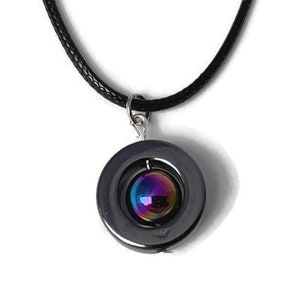 Rainbow Hematite Spinning Fidget Necklace / Spinning Pendants / Stim Toy Planet Jewelry / Hematite Disc