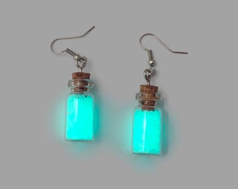 Glow in the dark bottle earrings