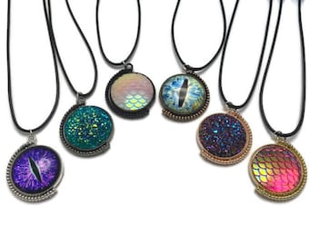 Dragon Spinner Fidget Necklace / Two -Sided Stim Toy Pendant / Scale / Crystal / Eye / Texture / Double Sided / Custom / Made to Order
