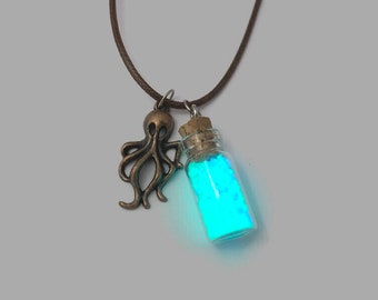 Glow in the Dark Octopus "Temporal Beast" Bottle Pendant