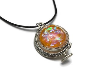 Globe Spinning Fidget Pendant - Orange Earth Planet Necklace