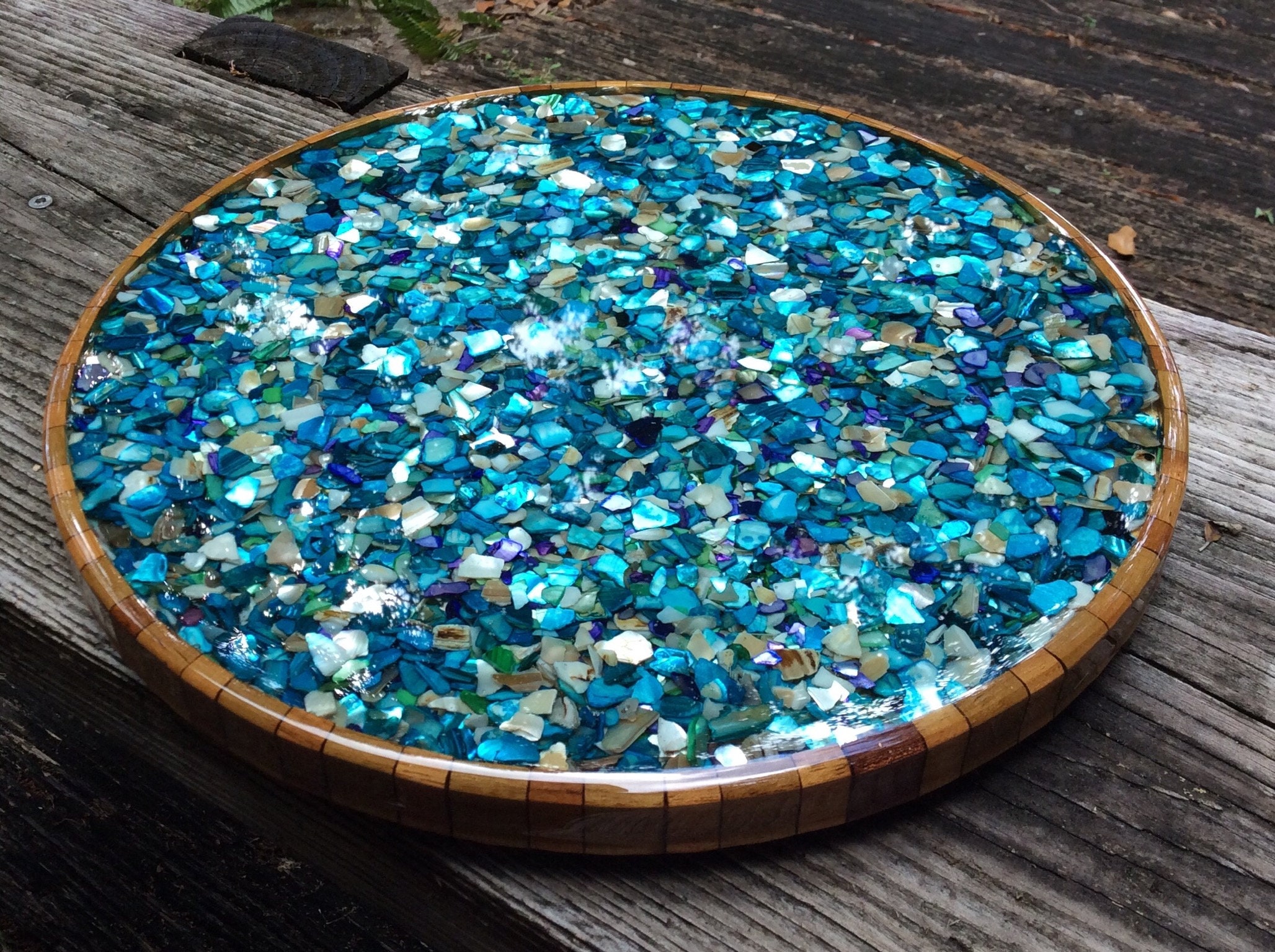 12 Wood Epoxy Lazy Susan with Inlayed Polished Crushed Etsy